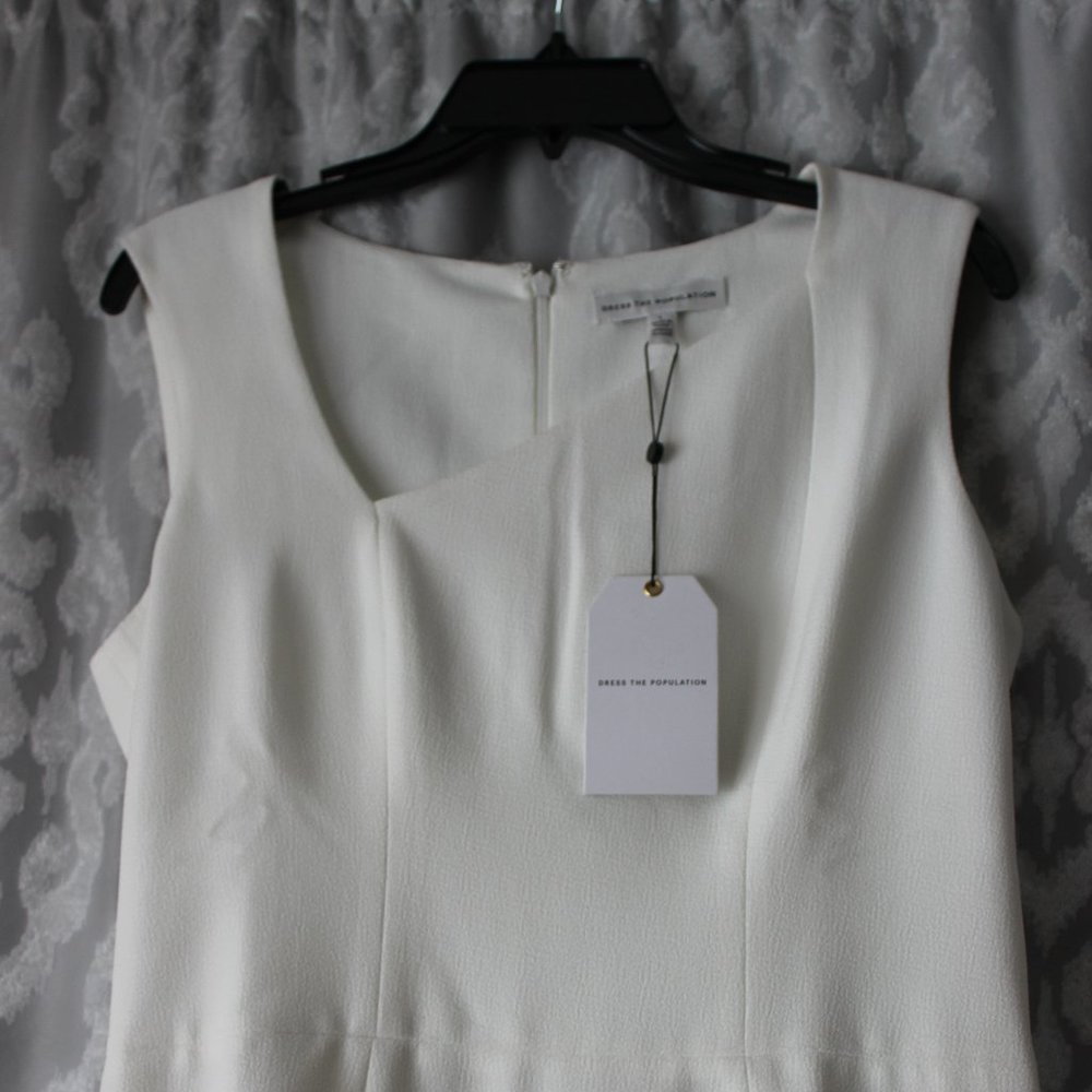 Dress the population L white dress NEW